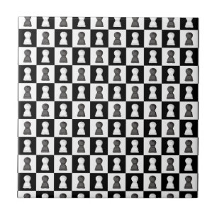 Black & White Chess Allover Chess Board Mönster Kakelplatta