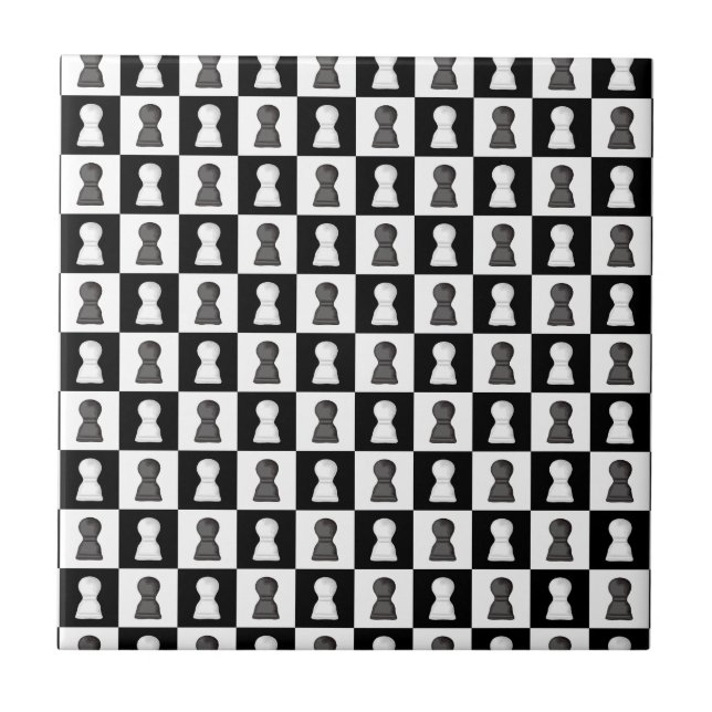 Black & White Chess Allover Chess Board Mönster Kakelplatta (Framsidan)
