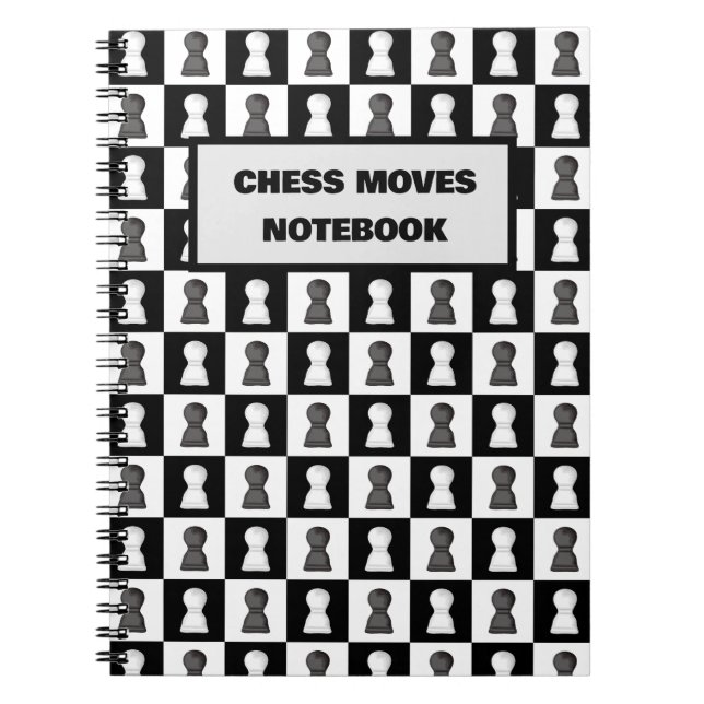 Black & White Chess Board Chess Moves Journal Anteckningsbok (Framsidan)