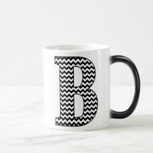 Black & White Chevron B Monogram Morphing Mugg