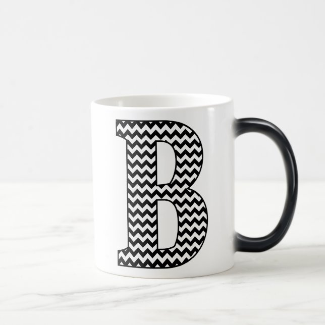 Black & White Chevron B Monogram Morphing Mugg (Höger)