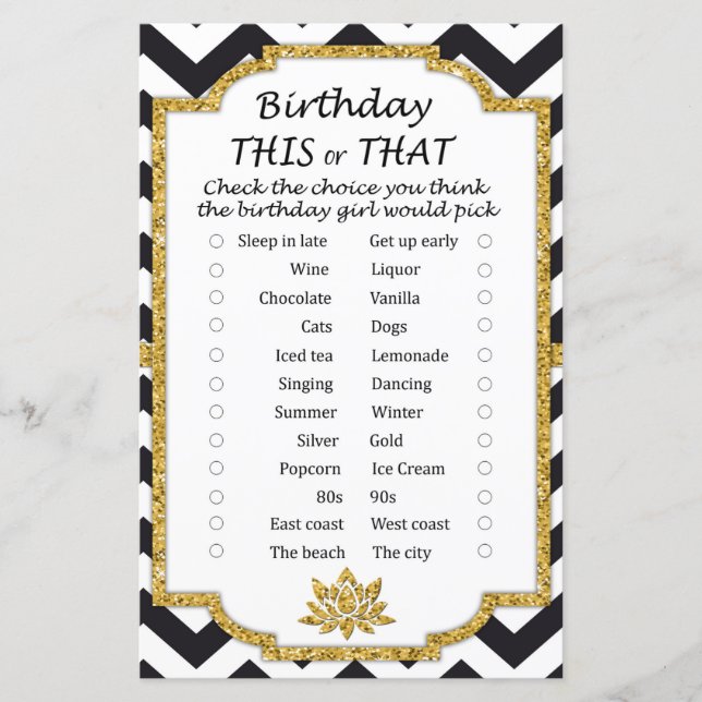 Black White Chevron Birthday i det ena eller det a (Framsida)