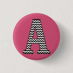 Black & White Chevron Brev A Monogram Knapp