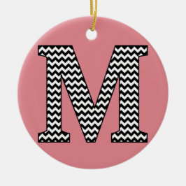 Black & White Chevron M Monogram Ornament