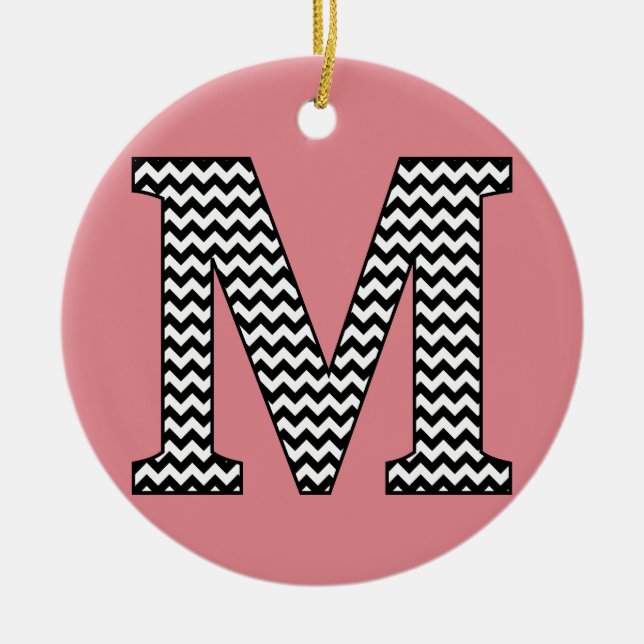 Black & White Chevron M Monogram Ornament (Framsidan)