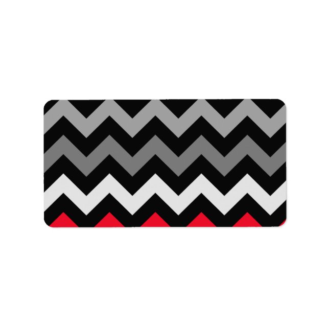 Black & White Chevron med Red Rand Adressetikett (Framsidan)