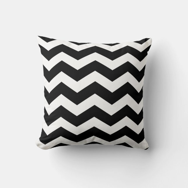 Black & White Chevron Mönster Dekorativ kudde (Framsida)