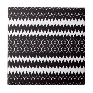 Black White Chevron Mönster Kakelplatta