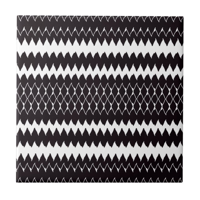 Black White Chevron Mönster Kakelplatta (Framsidan)