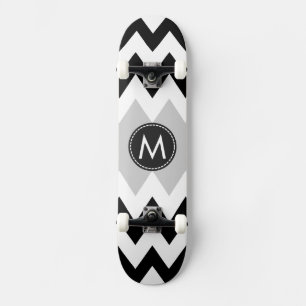 Black White Chevron Mönster Old School Skateboard Bräda 18 Cm