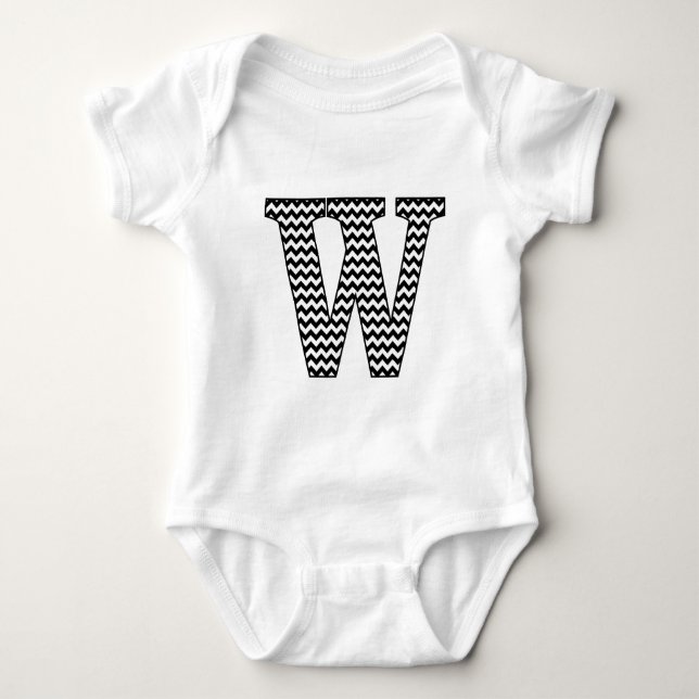 Black & White Chevron W Baby Jersey Bodykostym Tee (Framsida)