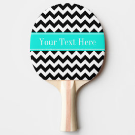 Black White Chevron Zig Zag Brt Aqua Namn Monogram Pingisracket