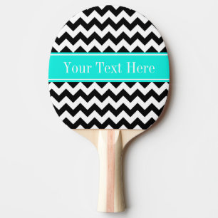 Black White Chevron Zig Zag Brt Aqua Namn Monogram Pingisracket
