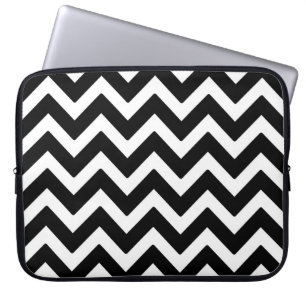 Black & White Chevron Zigzag Geometric Mönster Laptop Sleeve