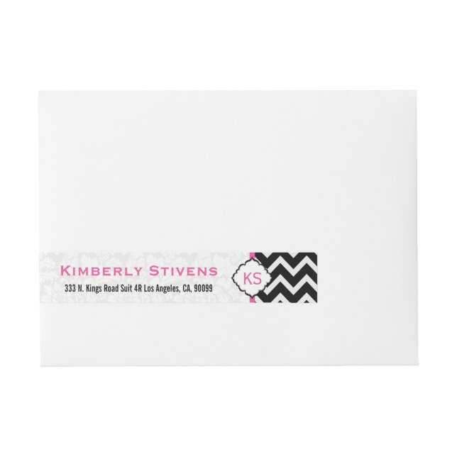 Black & White Chevron Zigzag Mönster 2 Etikettband (Framsidan)