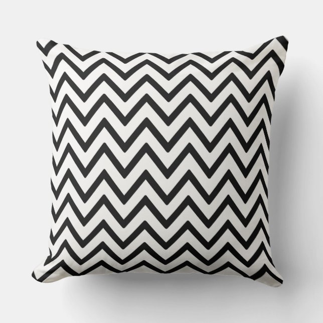 Black & White Chevron Zigzag Mönster Kudde (Framsida)