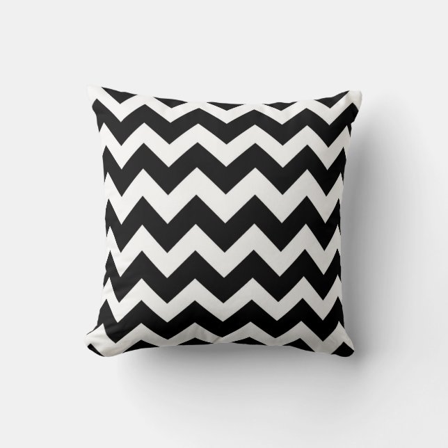 Black White Chevron Zigzap Mönster Kudde (Framsida)