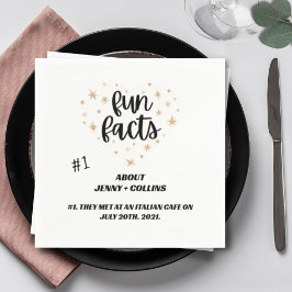 Black White Chic Modern Roligt Facts Hearts Bröllo Pappersservett