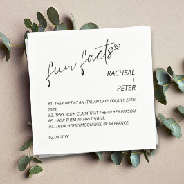 Black White Chic Modern Roligt Facts Script Bröllo Pappersservett