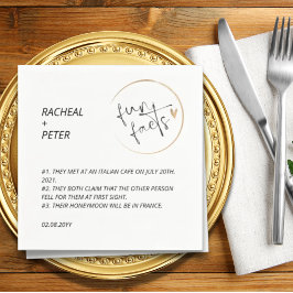 Black White Chic Modern Roligt Facts Script Bröllo Pappersservett