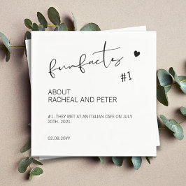 Black White Chic Modern Roligt Facts Script Bröllo Pappersservett