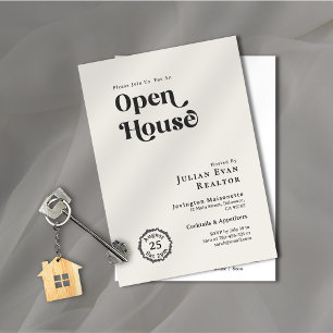 Black & White Chic Typography Business Open House Inbjudningar