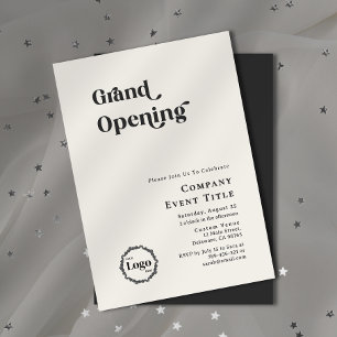 Black & White Chic Typography Grand Open Inbjudningar