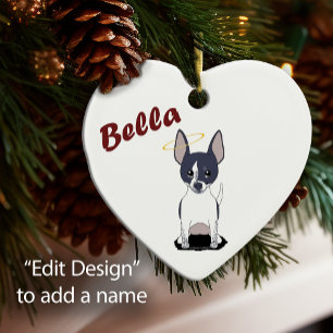 Black White Chihuahua Angel Julgransprydnad Keramik