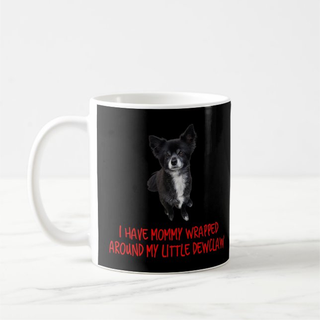 Black & White Chihuahua Mamma Wrapped Around Dewcl Kaffemugg (Vänster)