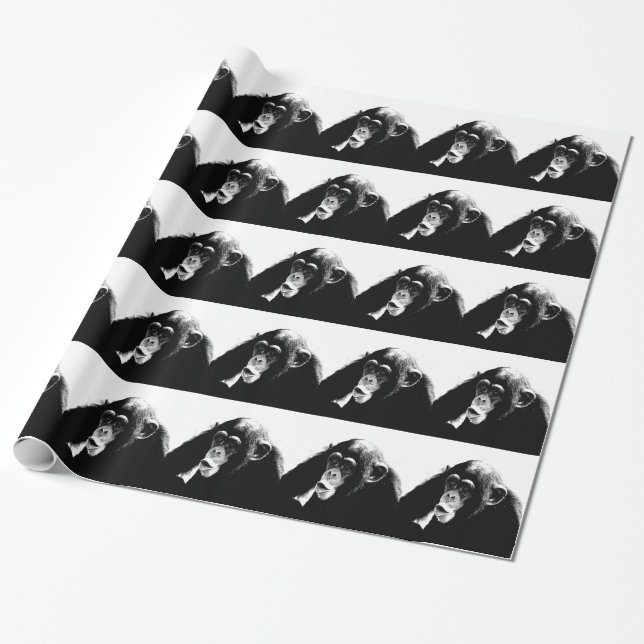 Black White Chimpanzee Presentpapper (Utrullad)