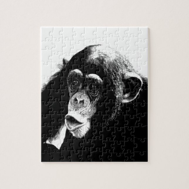Black White Chimpanzee Pussel (Vertikal)