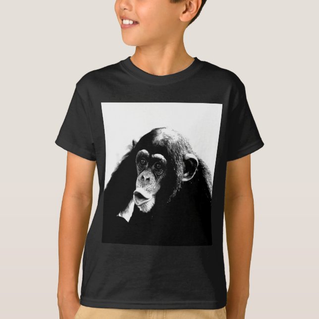 Black White Chimpanzee T-shirt (Framsida)