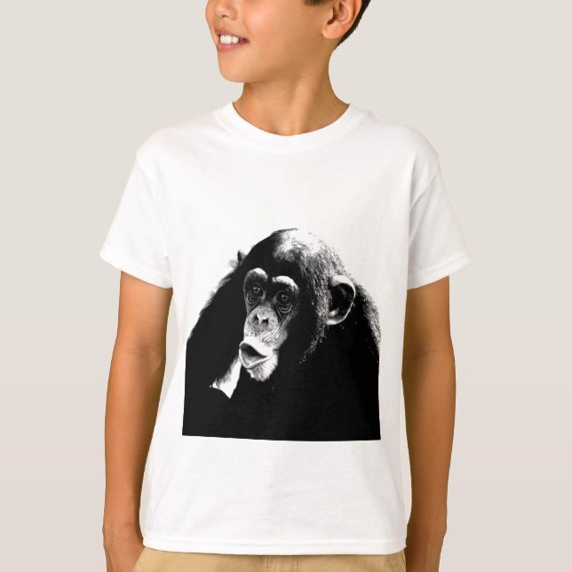 Black White Chimpanzee T-shirt (Framsida)