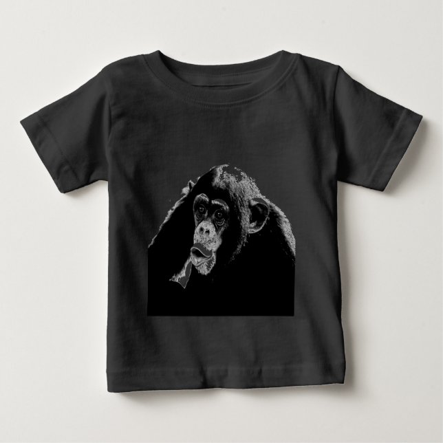 Black White Chimpanzee Tee Shirt (Framsida)