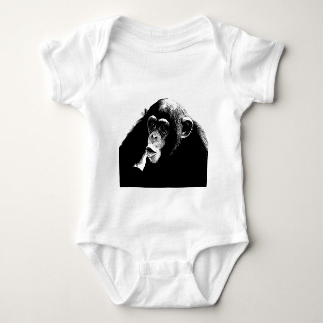 Black White Chimpanzee Tee Shirt (Framsida)