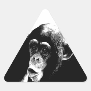 Black White Chimpanzee Triangelformat Klistermärke