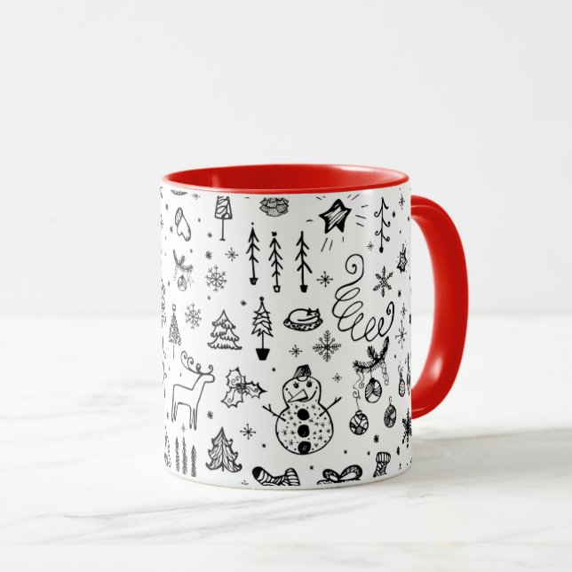 Black & White Christmas Icons Pattern – Cute  Mugg (Framsida höger)