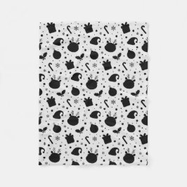 Black White Christmas Seamless Pattern Fleecefilt
