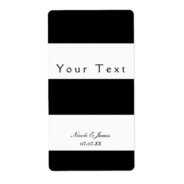 Black & White Chunky Rand Chic Vin-etikett Fraktsedel (Framsidan)