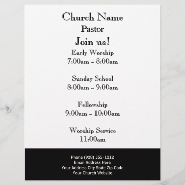 Black White Church Flyer, Gå med oss Reklamblad (Framsidan)