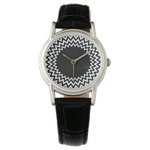 Black White Circle Chevron Armbandsur