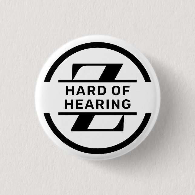 Black White Circle Monogram Hard of Hearing Knapp (Framsida)