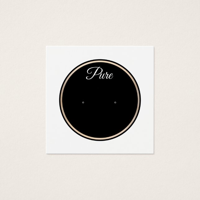 Black White Circle Stud Earring Visning Holder Fyrkantigt Visitkort (Framsida)