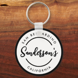 Black White City Town Ställe Location Namn Circle Nyckelring