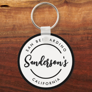 Black White City Town Ställe Location Namn Circle Nyckelring