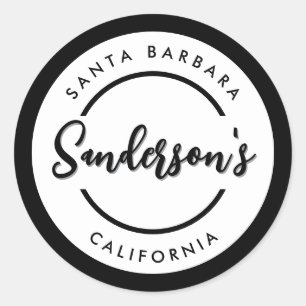 Black White City Town Ställe Location Namn Circle Runt Klistermärke