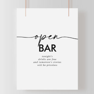 Black White Classic Bröllop Open Pub-tecken Poster