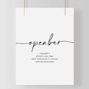 Black White Classic Bröllop Open Pub-tecken Poster