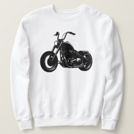 Black White Classic Cruiser Motorcycle Vector Art Lång Ärmad Tröja