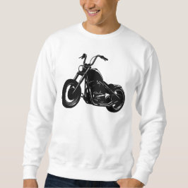 Black White Classic Cruiser Motorcycle Vector Art Lång Ärmad Tröja